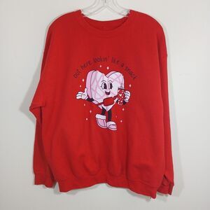 Valentine’s Day Sweatshirt Crewneck Textured Heart Women’s Large